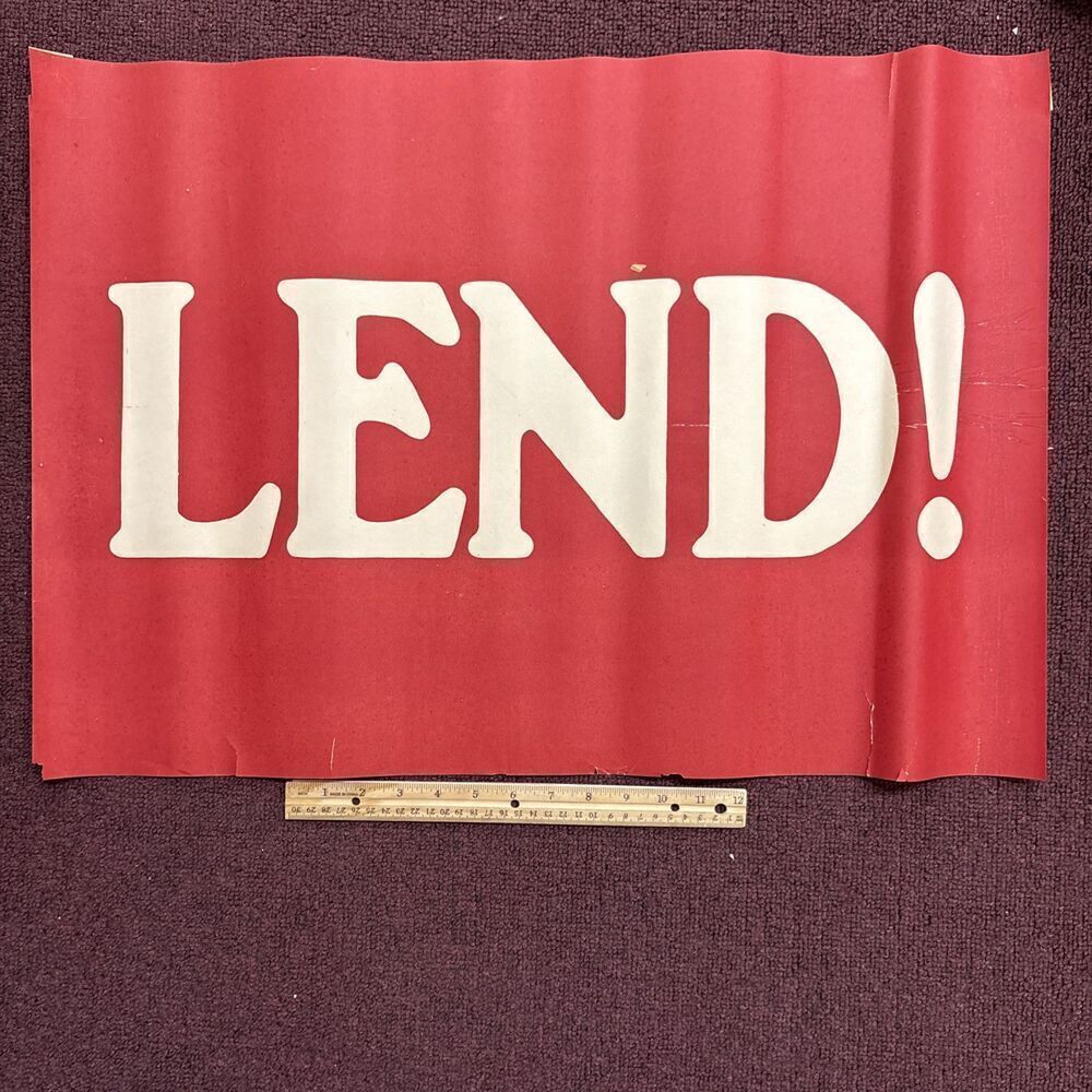 ORIGINAL 19 x 27" WWI Red Lend World War I Propaganda Poster from Rockville CT